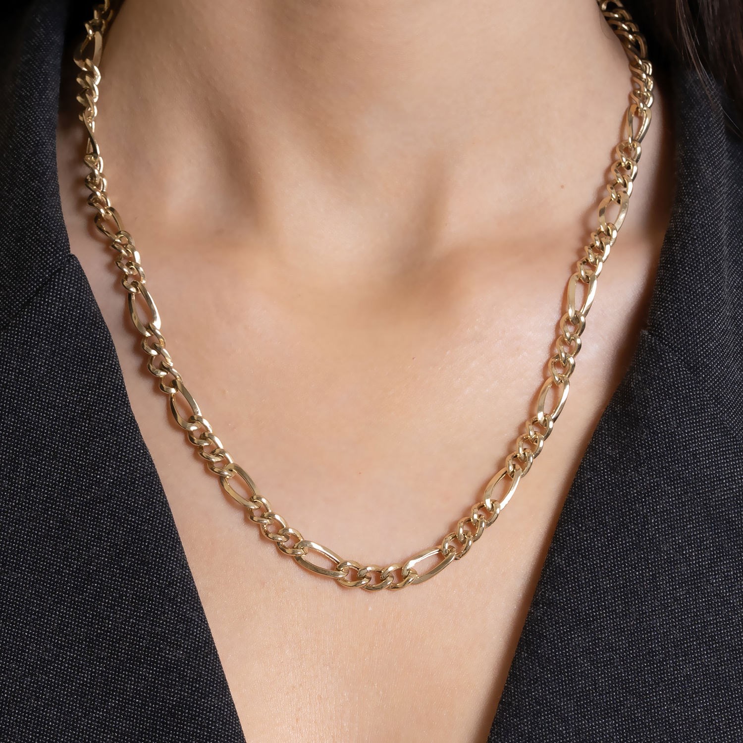 14 Ayar Altın Light Figaro Kolye 6 mm