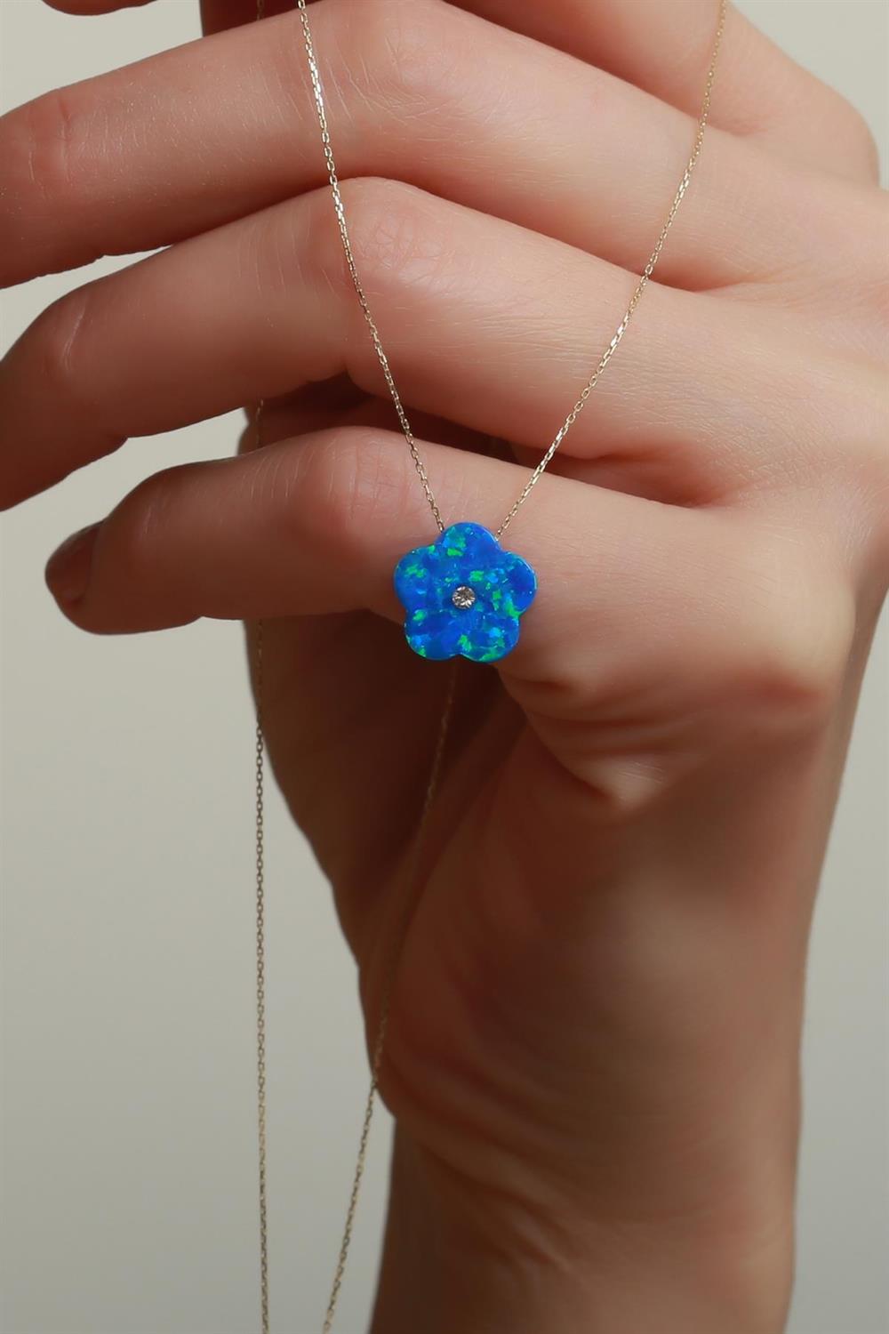 Opal cheap flower necklace