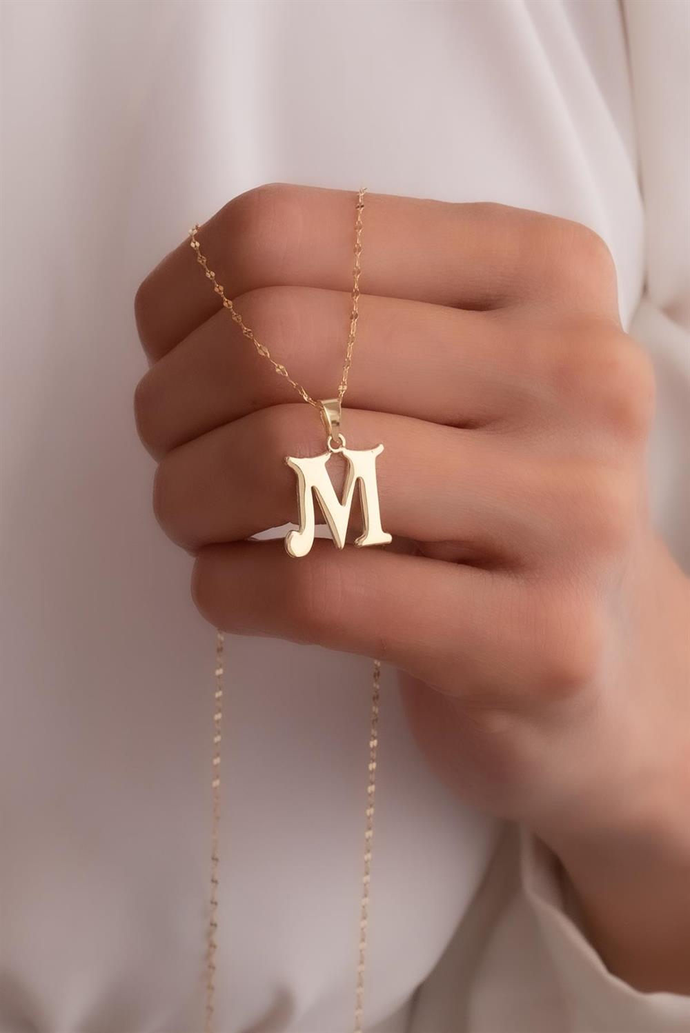 Gold M Letter Cute Necklace