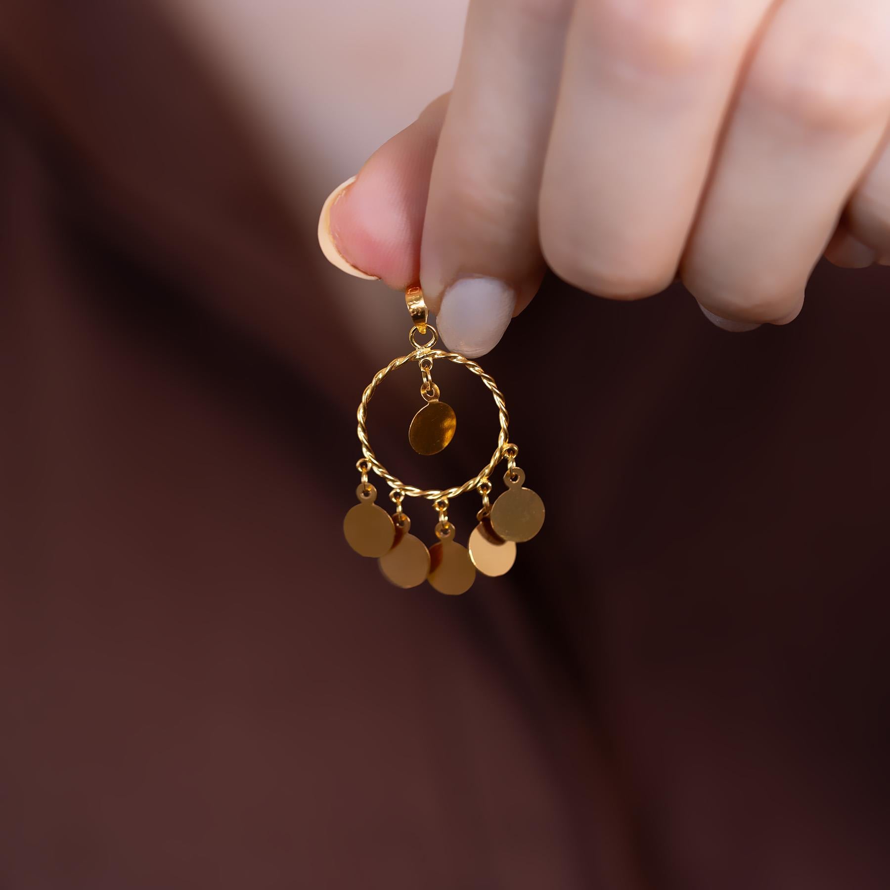 14 Ayar Altın Sade Pullu Kolye Ucu