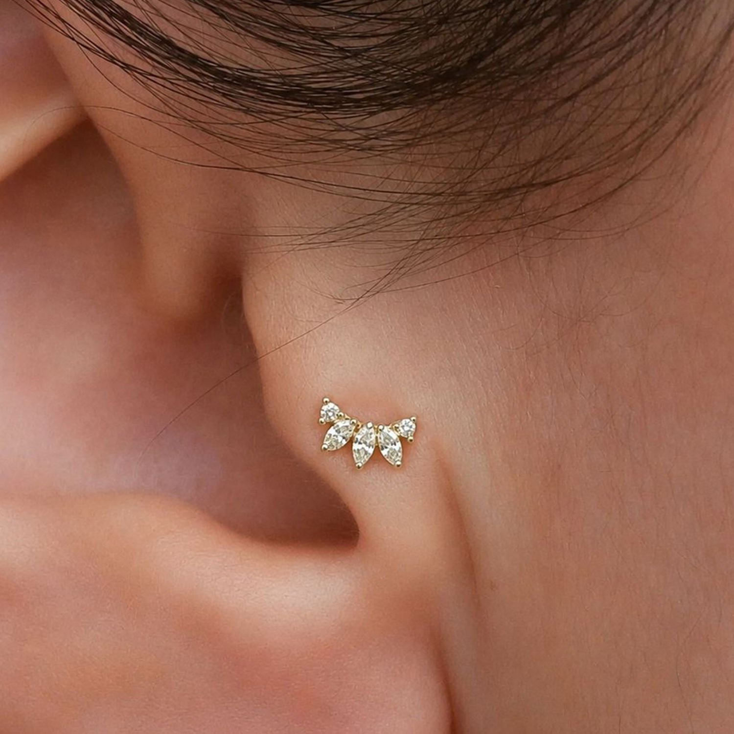 14 Ayar Altın Taç Tragus Piercing