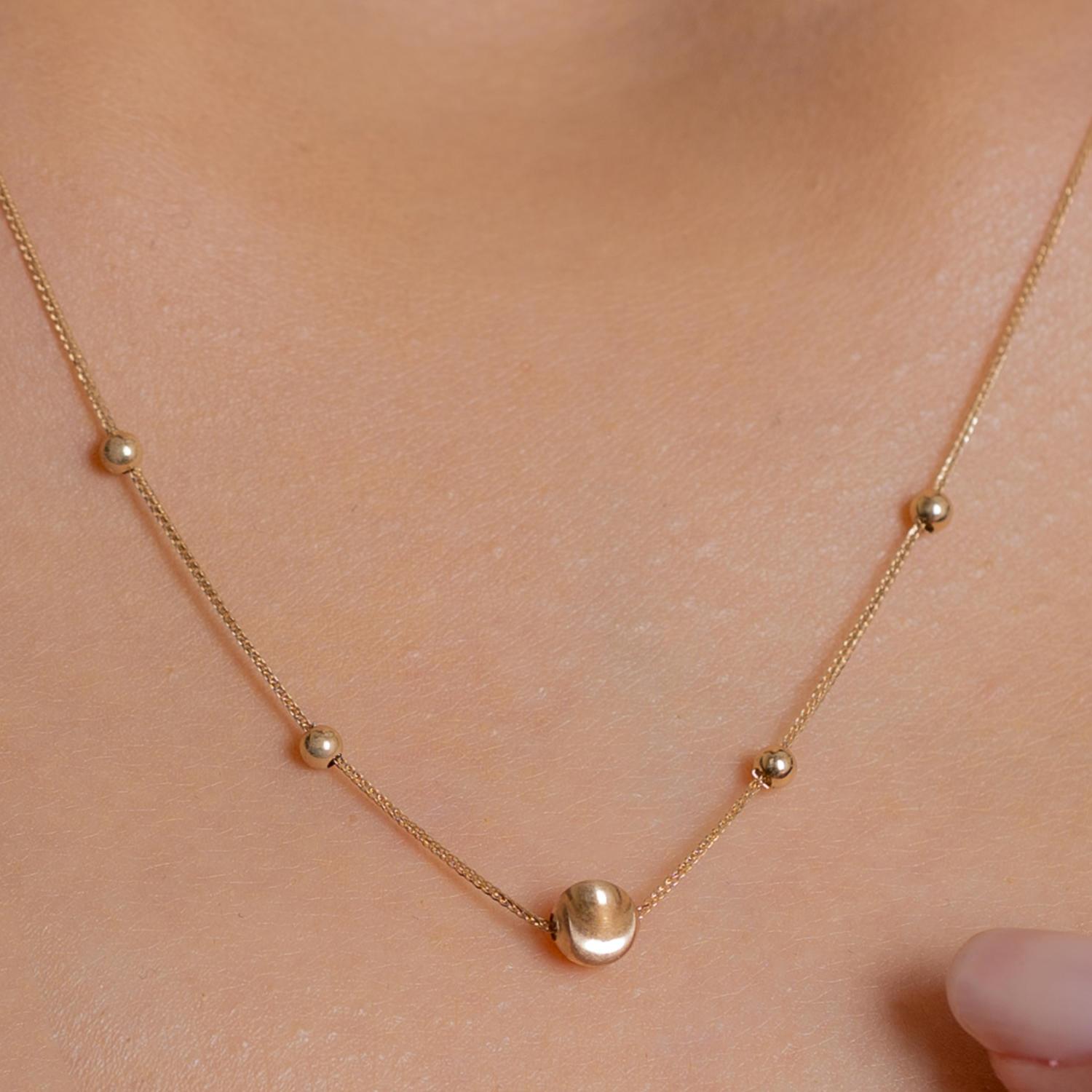 14 Ayar Top Detaylı Altın Kolye+ 4 cm Uzatmalı