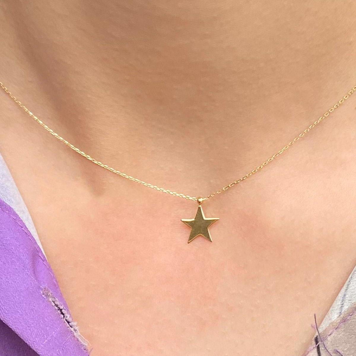 Altın Plaka Yıldız Kolye