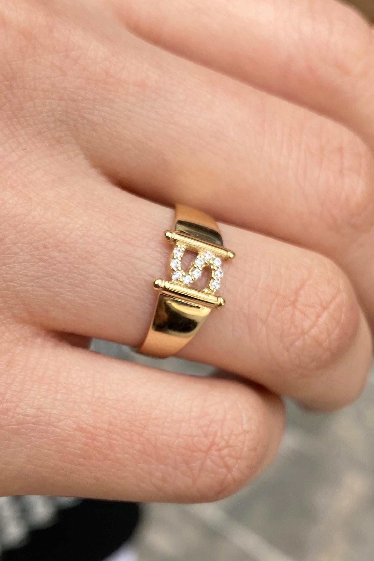 GOLD PLATED CUSTOMIZED YELLOW & ROSE GOLD HEART INITIAL LETTER RING ANILLO  ADJUSTABLE SIZES 6-12