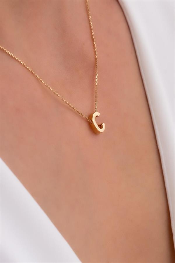 9ct White Gold Initial C Diamond Pendant Necklace - London Road Jewellery