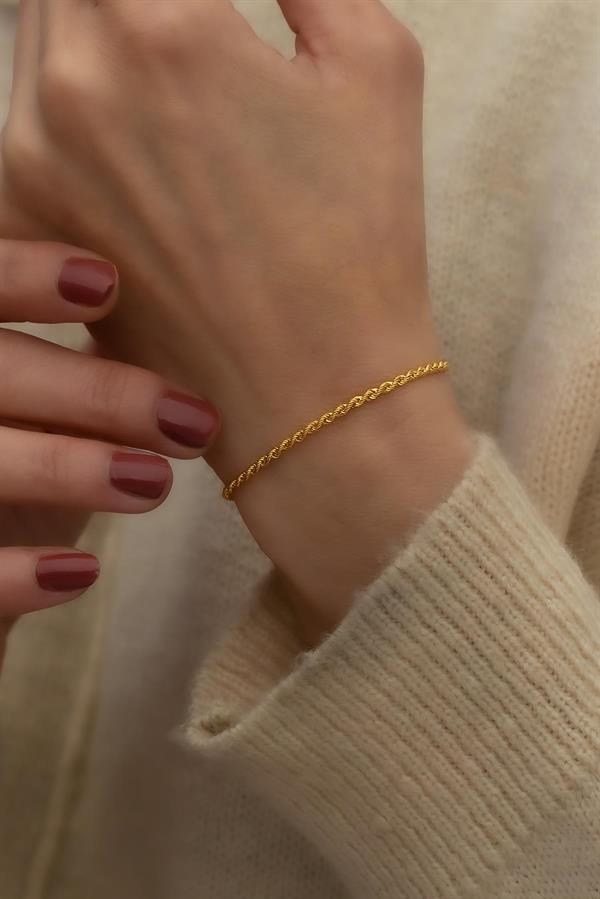 14K Solid Gold 4 Micron Rope Twist Bracelet