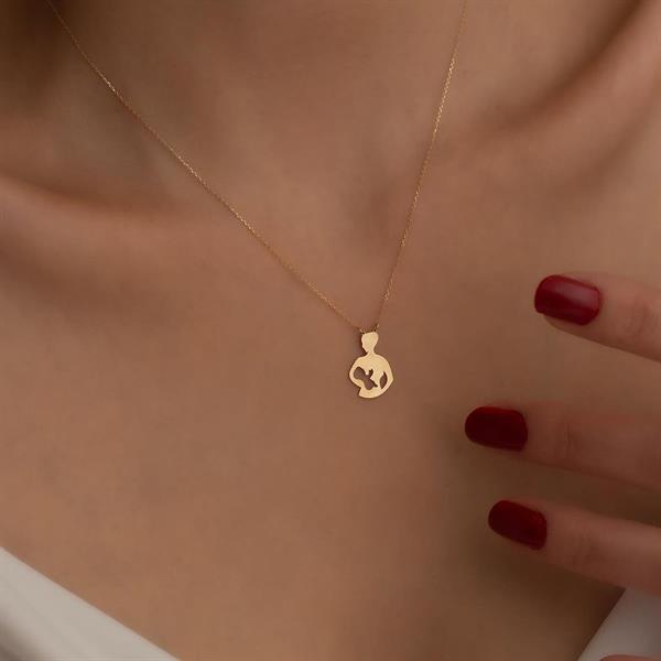 14K Solid Gold Mother's Lap Baby Necklace