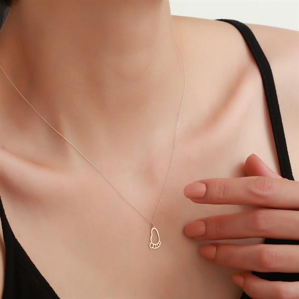 14K Gold Footprint Necklace