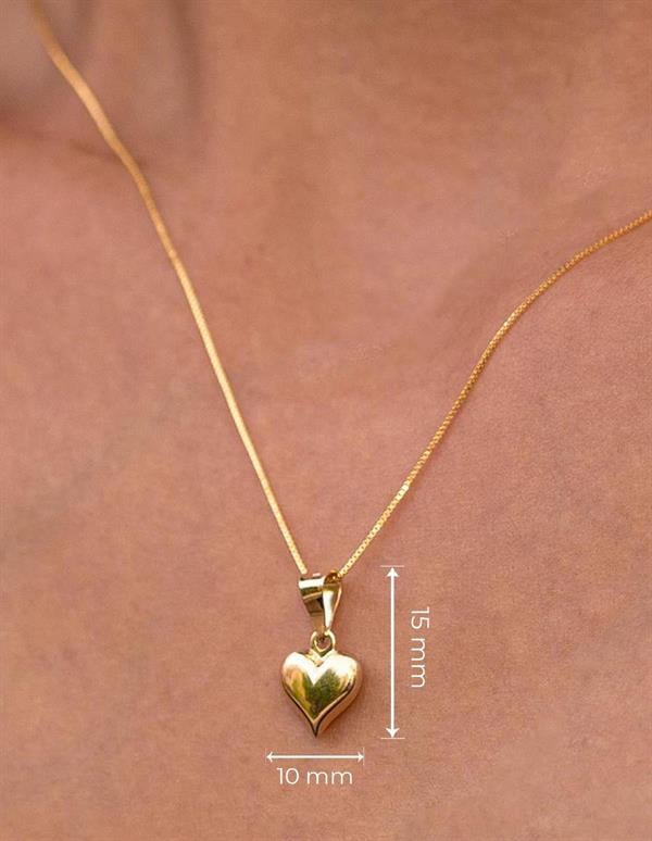 14K Solid Gold Domed Heart Necklace