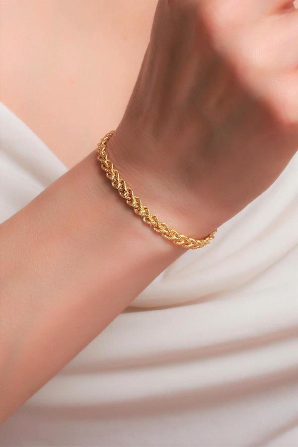 14K Solid Gold Double Row Twisted Bracelet