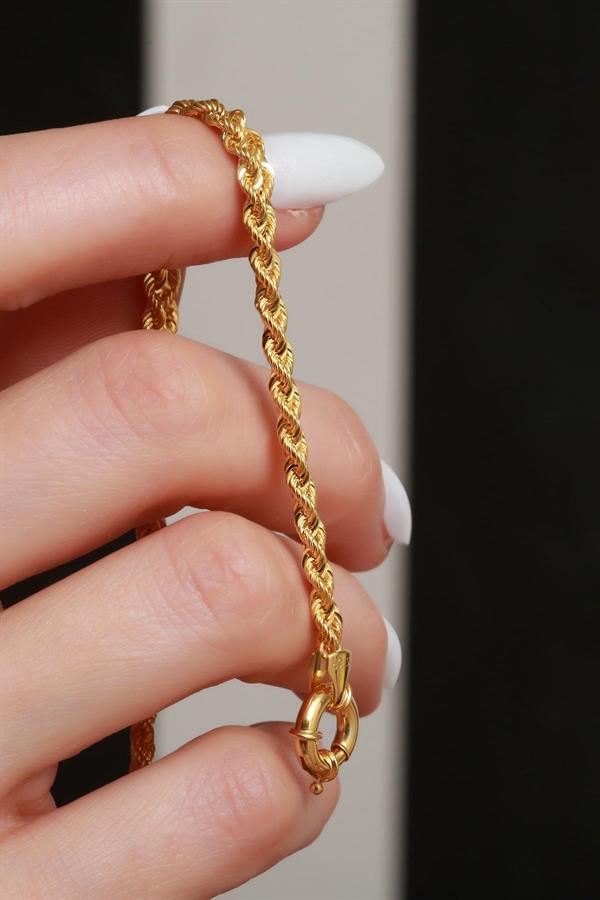 14K Solid Gold Double Row Twisted Bracelet