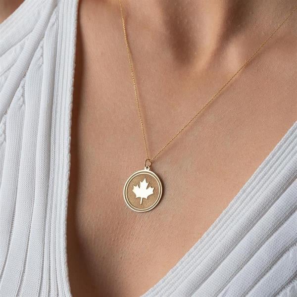  14K Solid Gold Plane Leaf Necklace