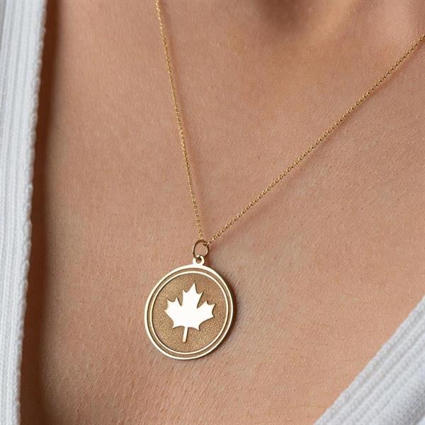  14K Solid Gold Plane Leaf Necklace