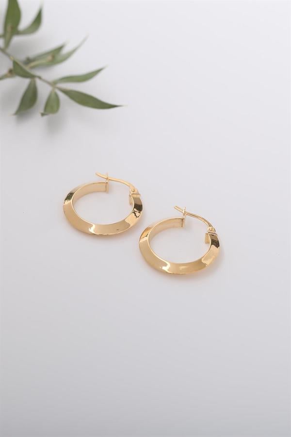 14 Ayar Altın Curved Halka  Küpe