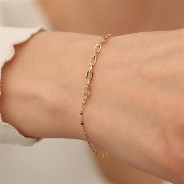 14K Solid Gold Dimida Mirrored Clip Bracelet