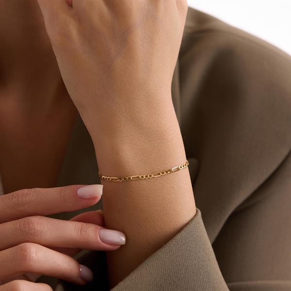 14K Solid Gold Figaro Bracelet
