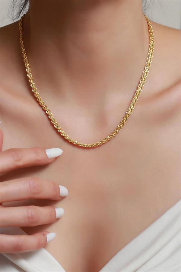 14K Solid Gold Sailor Lock Double Row Twist Necklace