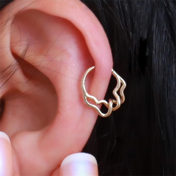 14 Ayar Altın İç İçe Kıvrımlı Halka Tragus Piercing