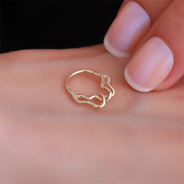 14 Ayar Altın İç İçe Kıvrımlı Halka Tragus Piercing