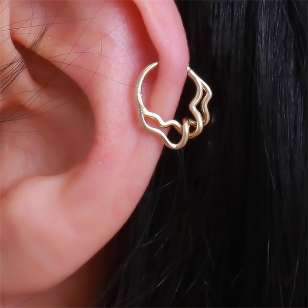 14 Ayar Altın İç İçe Kıvrımlı Halka Tragus Piercing