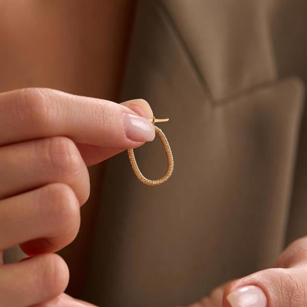 14 Ayar Altın İtalyan Parıltı Oval Küpe
