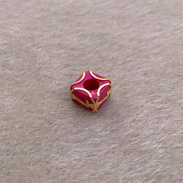 14 Ayar Altın Kafesli Pembe Boncuk L Harf Kolye Ucu