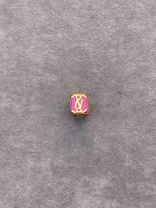 14K Solid Gold Caged Pink Bead N Letter Pendant