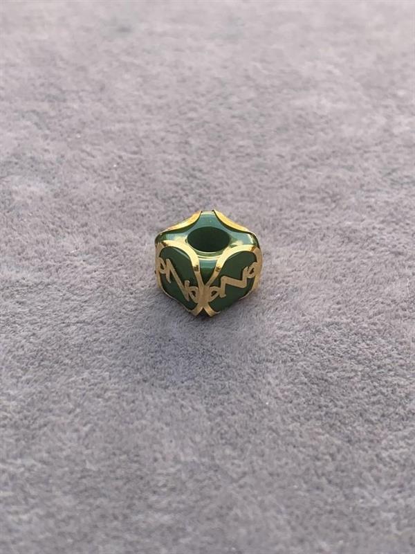 14K Solid Gold Caged Green Bead Z Letter Pendant