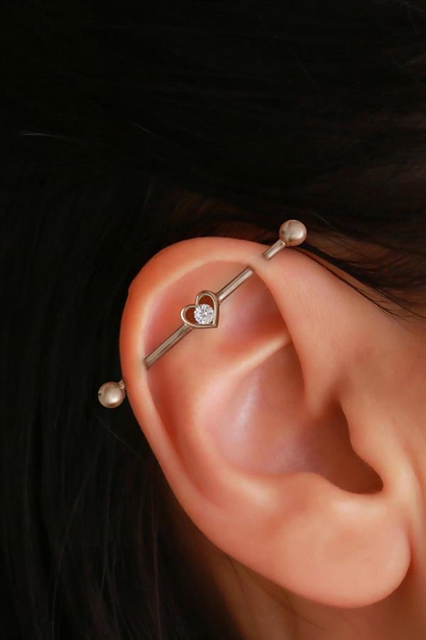 14 Ayar Altın Kalpli Industrial Piercing