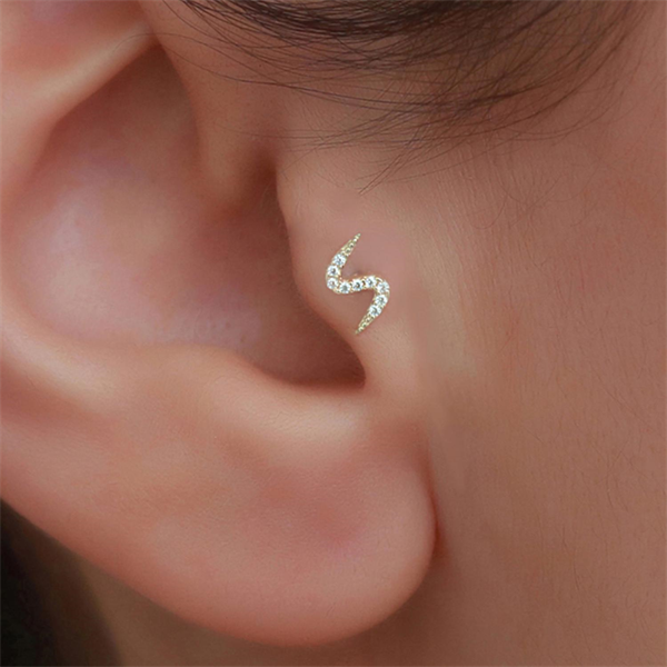 14 Ayar Altın Kıvrımlı Tragus Piercing