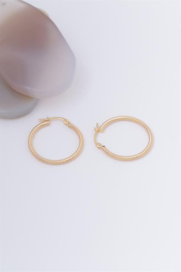 14K Solid Gold Limea Hoop Large Size Earrings