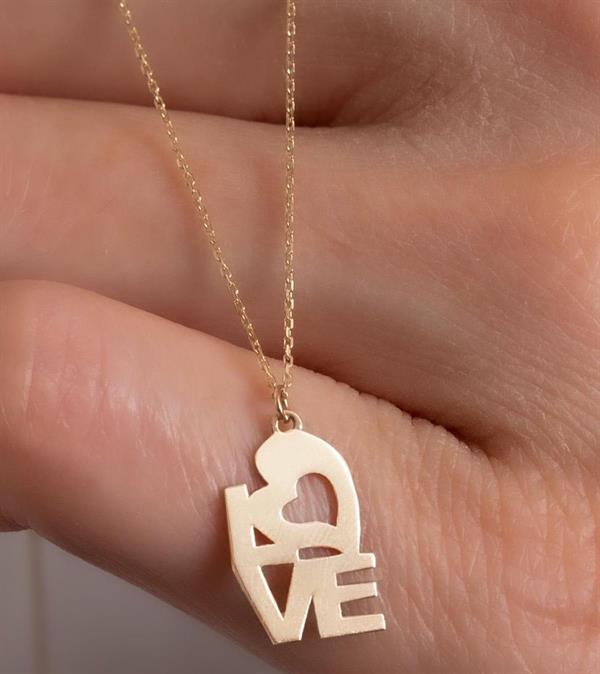 14 Ayar Altın Love Sevgi Kolye