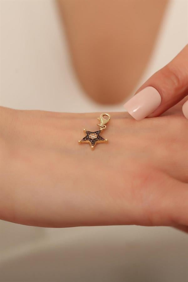 14K Solid Gold Blue Lucens Star Pendant