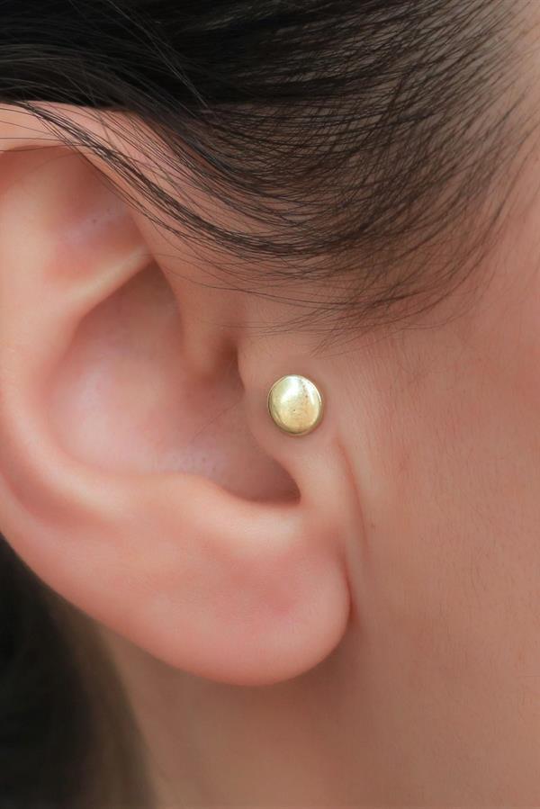 14K Solid Gold Mini Round Tragus Piercing