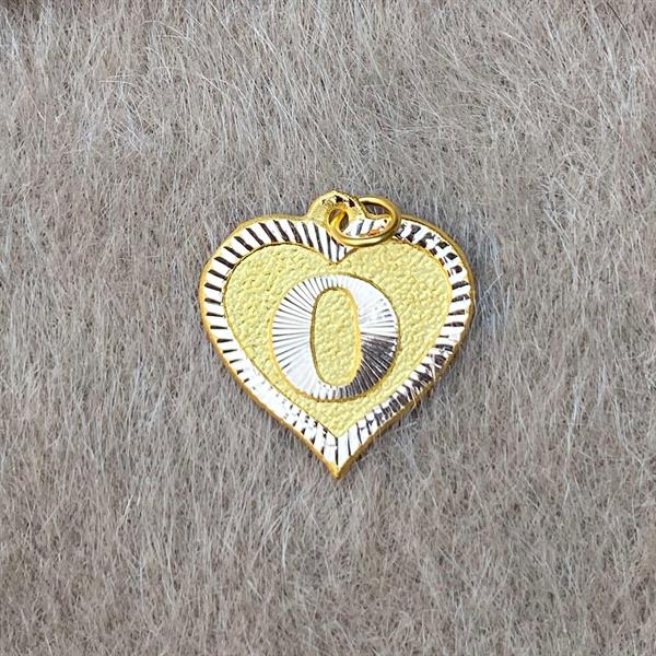 14K Solid Gold Nostalgic Heart O Letter Pendant