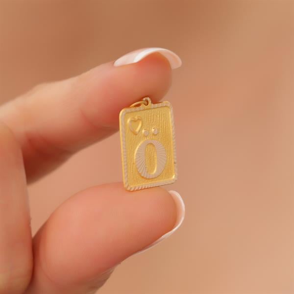 14K Solid Gold Nostalgic Square Letter O Pendant