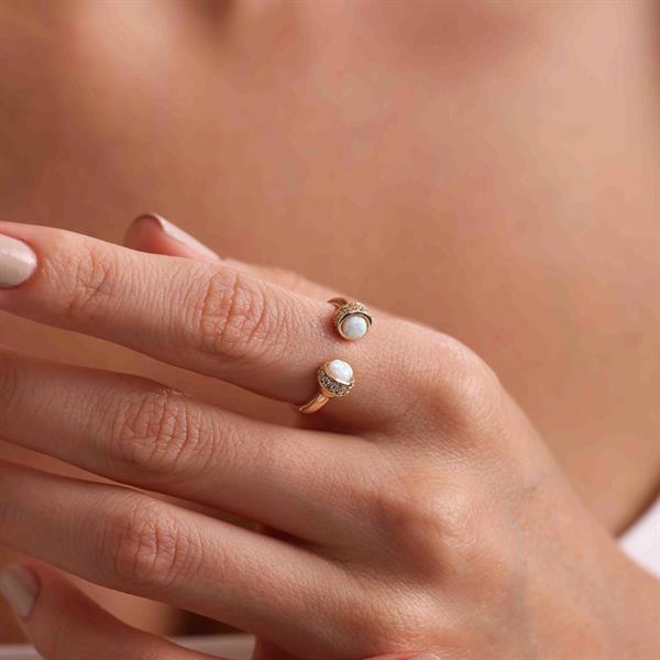 14 Ayar Altın Opal Glow Yüzük