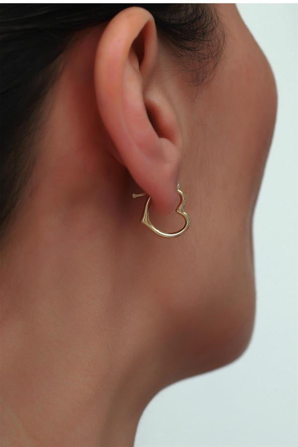 14K Solid Gold Medium Size Heart Earrings