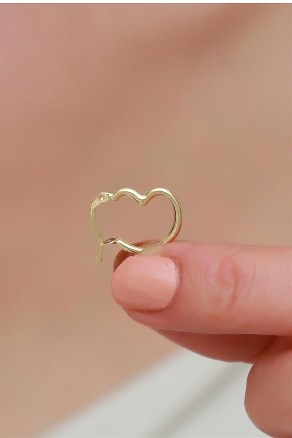 14K Solid Gold Medium Size Heart Earrings