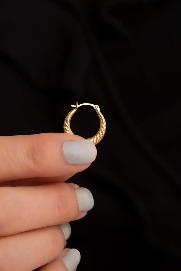 14K Solid Gold Medium Size Mussel Hoop Earrings