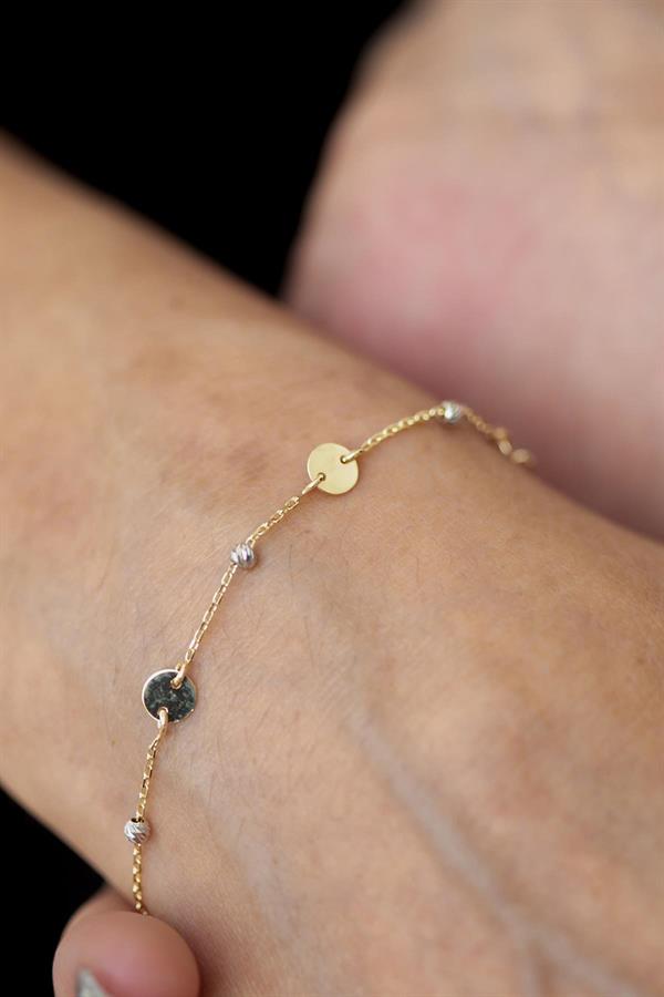 14K Solid Gold Plated Ball Bracelet