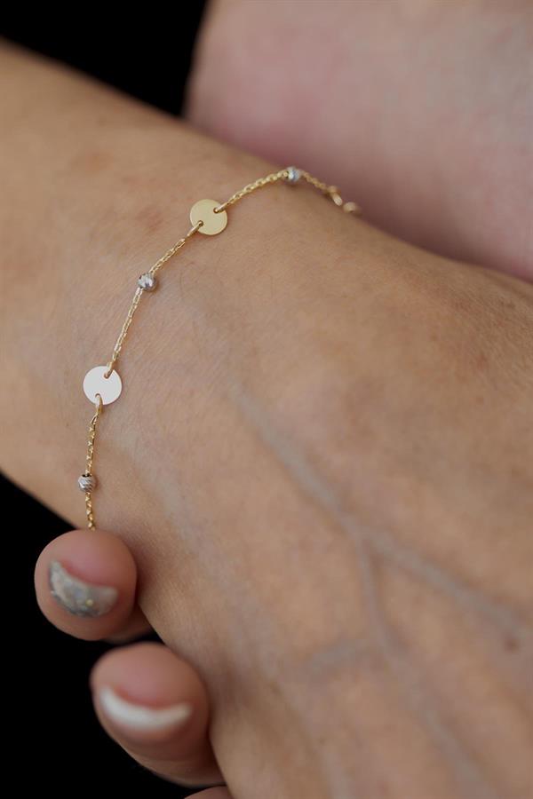 14K Solid Gold Plated Ball Bracelet