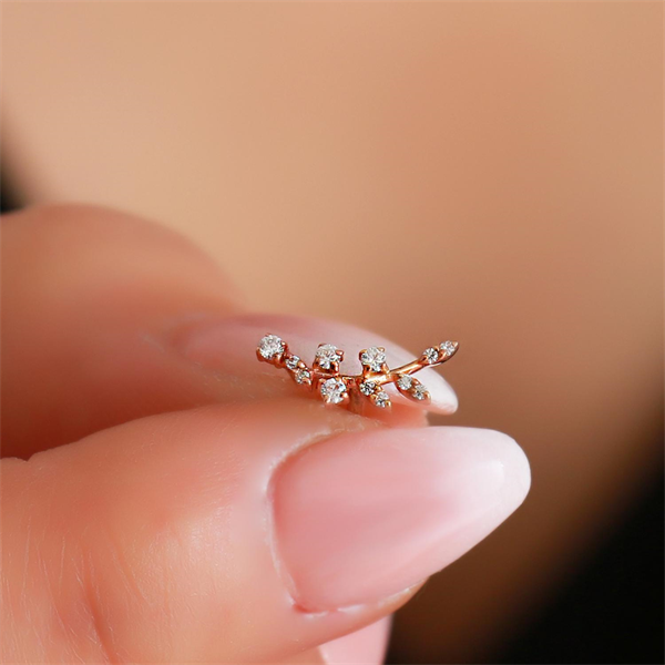 14 Ayar Altın Rose Taşlı Dal Tragus Piercing