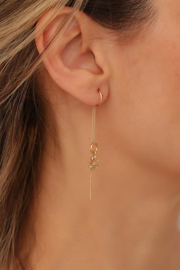 14K Solid Gold Sagita Chain Earrings