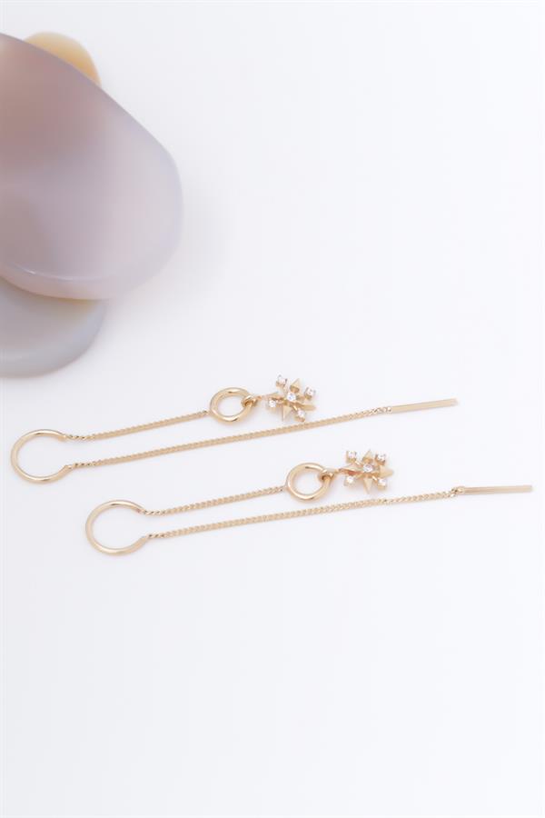 14K Solid Gold Sagita Chain Earrings