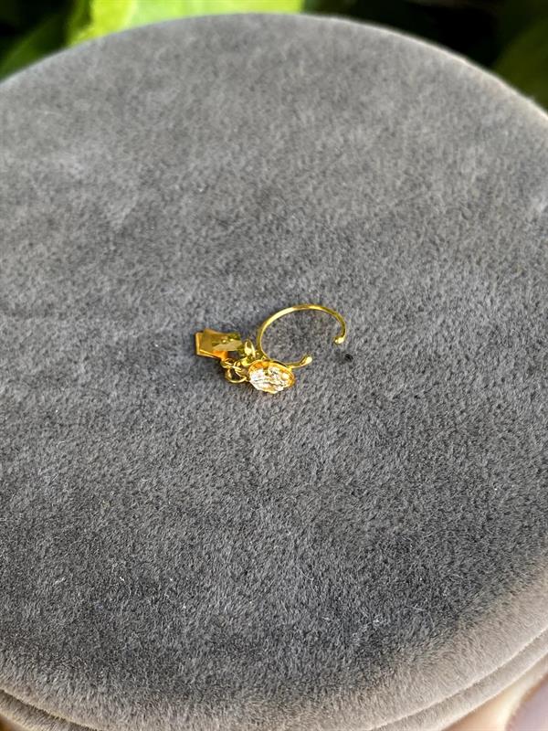 14K Solid Gold Dangle Ring Clamping Ring with Stone