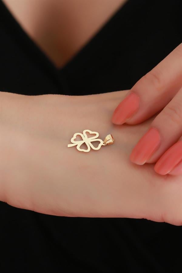 14K Solid Gold Soft Clover Pendant