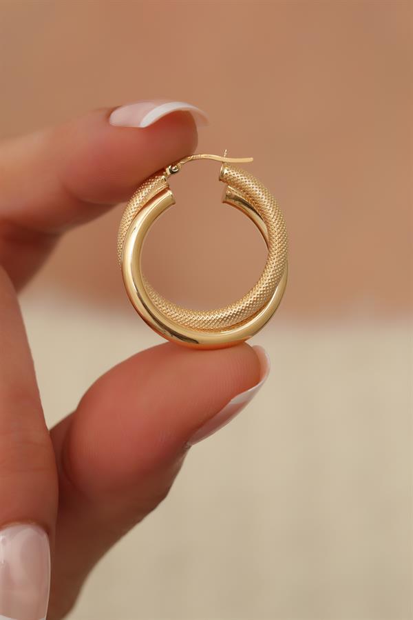 14K Solid Gold Spiral Hoop Earrings