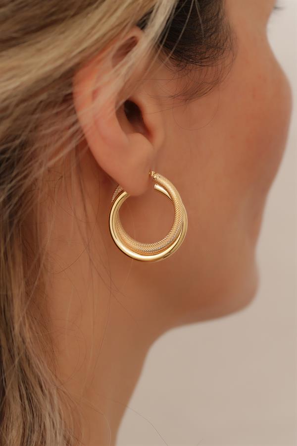 14K Solid Gold Spiral Hoop Earrings