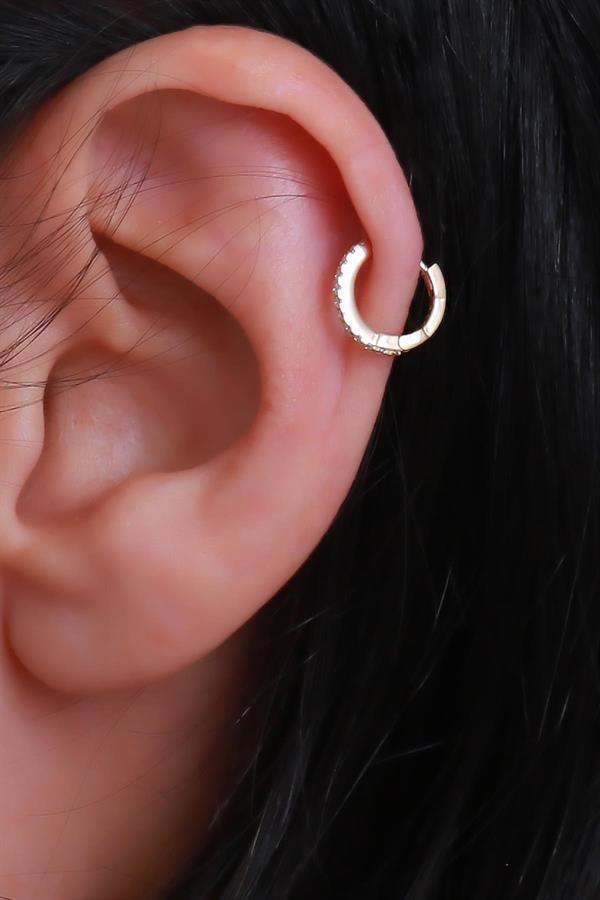 14 Ayar Altın Taş Sıralı Piercing 